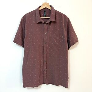 Vuori Short Sleeve Bridge V184 Bird Pattern Button Down Shirt $74 MSRP